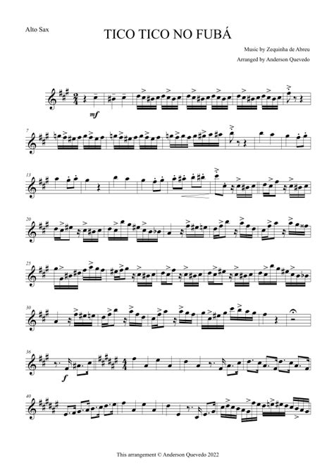 Tico-Tico No Fubá (for Saxophone Quartet SATB Ot AATB)